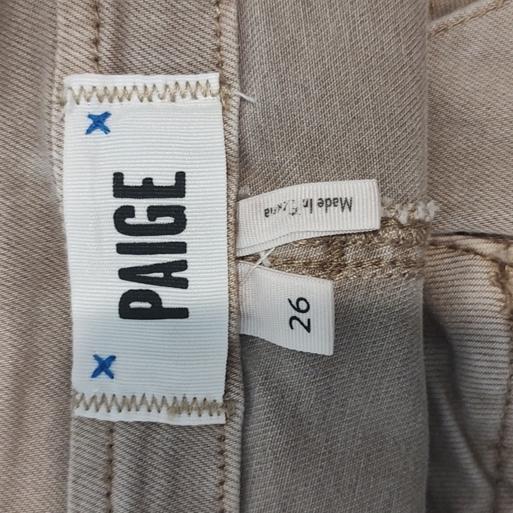 Paige High Rise Wide Leg Moss Taupe Brown Jeans Stretch Sz 26 Inseam 27.75 CARLY - Picture 8 of 12